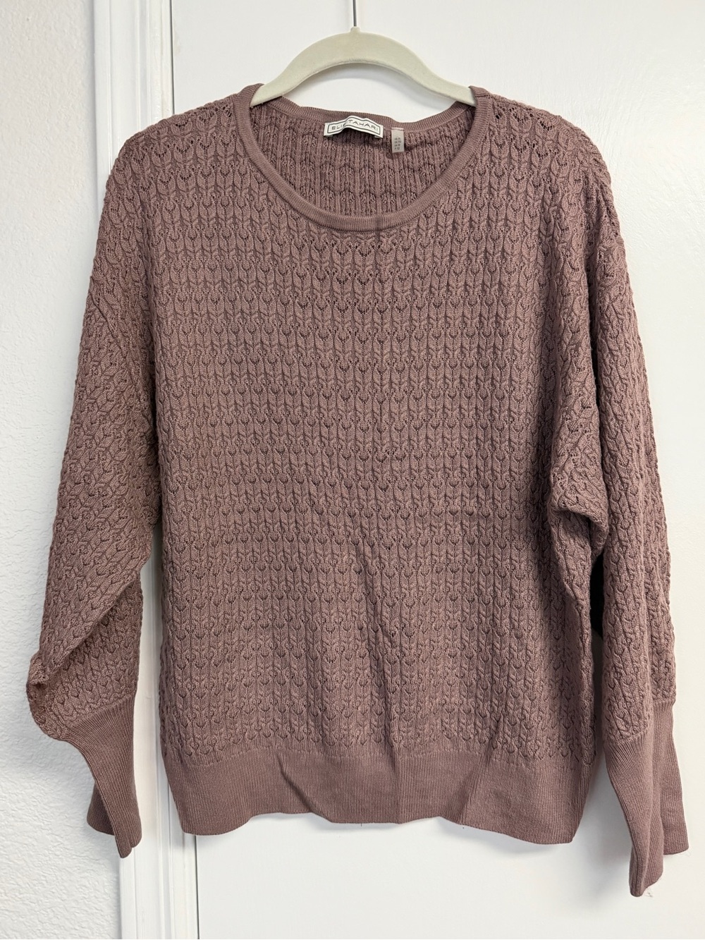Elie Tahari Cable-Knit Mauve Pullover Sweater